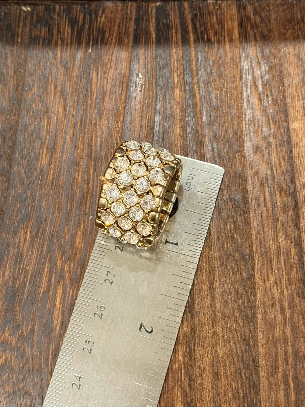 Gold Tone Clear Rhinestone Pave Statement Cocktail Ring #754